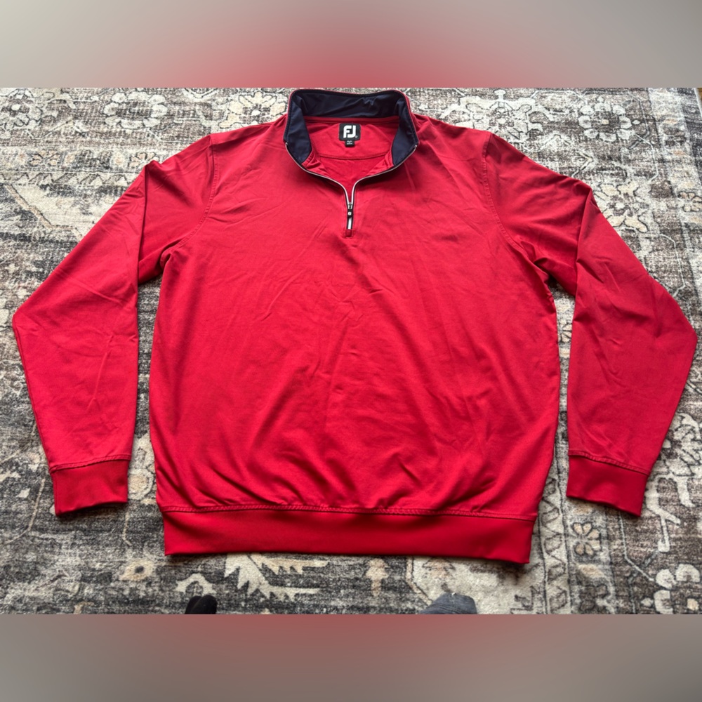 Footjoy 1/4 Zip Pullover Red with Navy accents Men’s Size Large